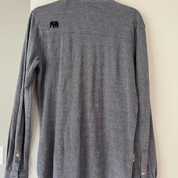 The Normal Brand Men's Blue Knit Long Sleeve Button Down Active Puremeso Size M - Picture 3 of 3